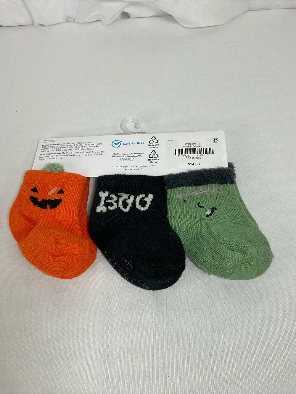 Carter's Halloween Baby Sock 3-Pack - Green, Black, Orange